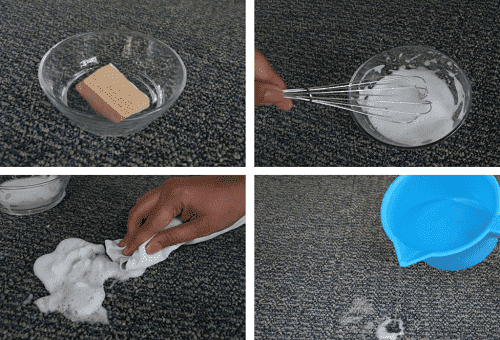 cleaning carpet with soap
