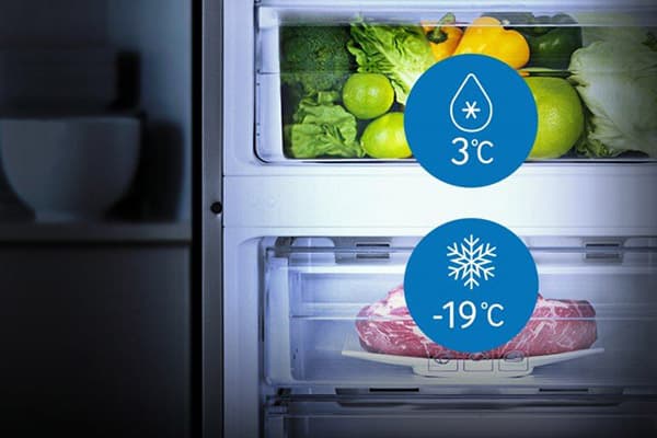 La différence de température dans le réfrigérateur et le congélateur